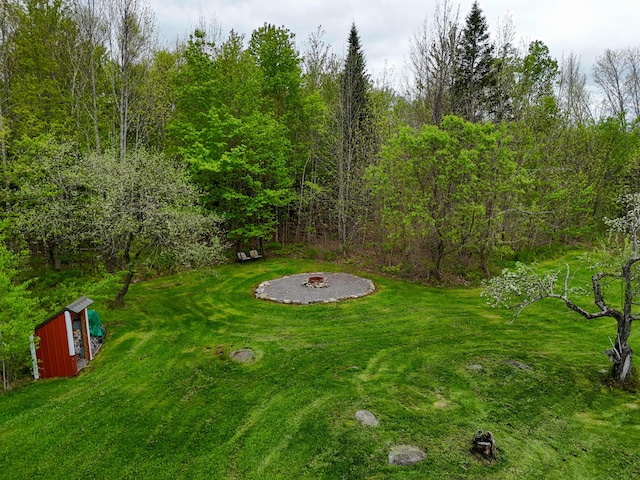 90 W Main St, Milo, ME 04463 - view of grassy yard with a fire pit