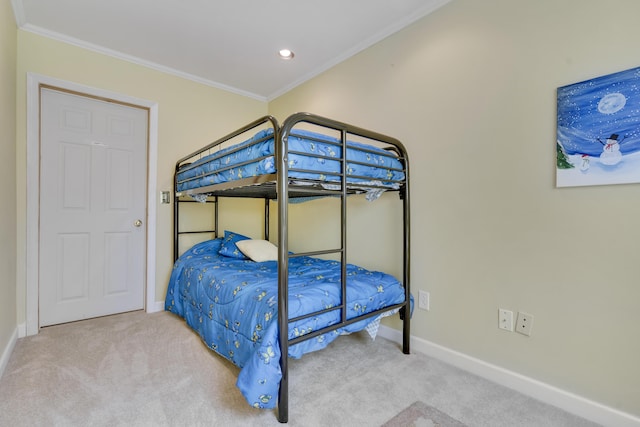 2 Round Cove Ln Unit 2, Phippsburg, ME 04562 - carpeted bedroom featuring baseboards, ornamental molding, and recessed lighting