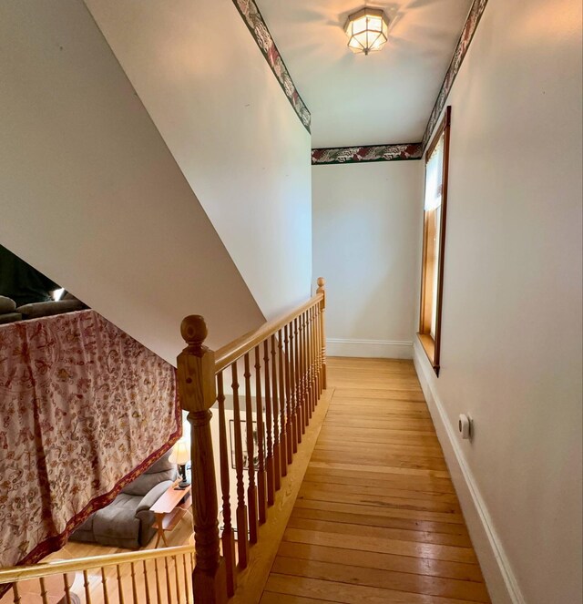 224 E Waterman Rd, Auburn, ME 04210 - stairs with hardwood / wood-style flooring and baseboards
