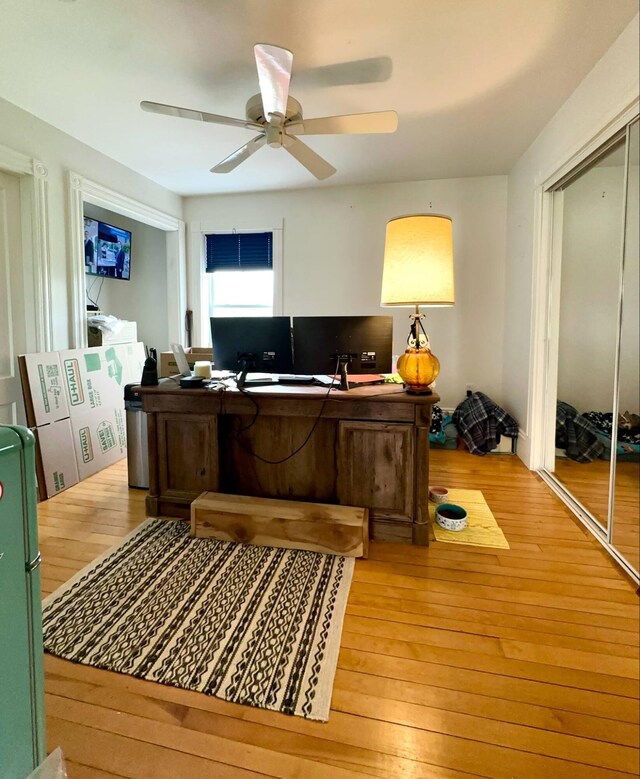 224 E Waterman Rd, Auburn, ME 04210 - home office with light wood finished floors and a ceiling fan