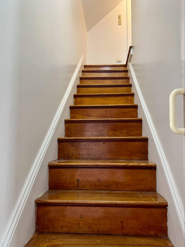 224 E Waterman Rd, Auburn, ME 04210 - stairs featuring lofted ceiling