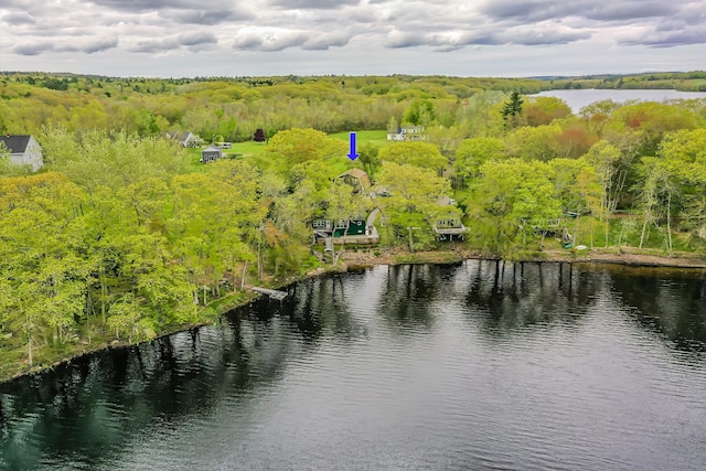 38 Cove Ln, Union, ME 04862 - drone / aerial view of a nearby body of water and a forest