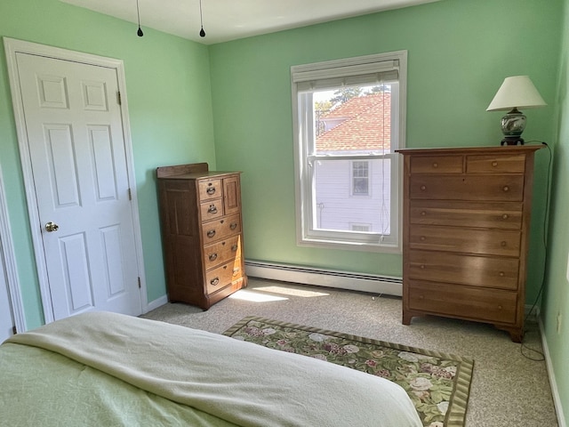 72 Winship St, Bath, ME 04530 - bedroom featuring a baseboard radiator, carpet flooring, and baseboards