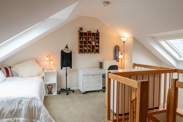 311 Chandlers Wharf Unit 311, Portland, ME 04101 - bedroom with a skylight, vaulted ceiling, and light colored carpet