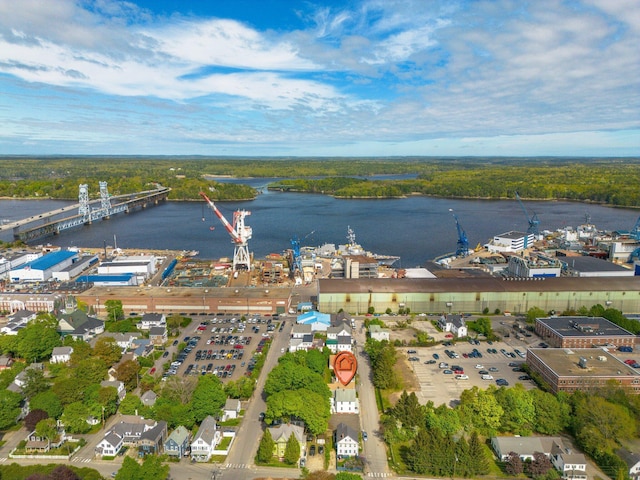 31 Bath St, Bath, ME 04530 - aerial overview of property's location featuring a large body of water and a notable bridge