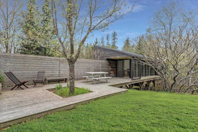 637 Falls Bridge Rd, Blue Hill, ME 04614 - view of yard featuring a wooden deck and a sunroom