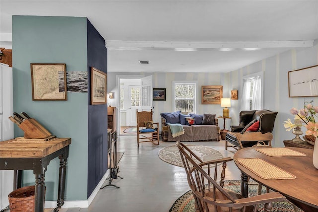 637 Falls Bridge Rd, Blue Hill, ME 04614 - dining area with wallpapered walls