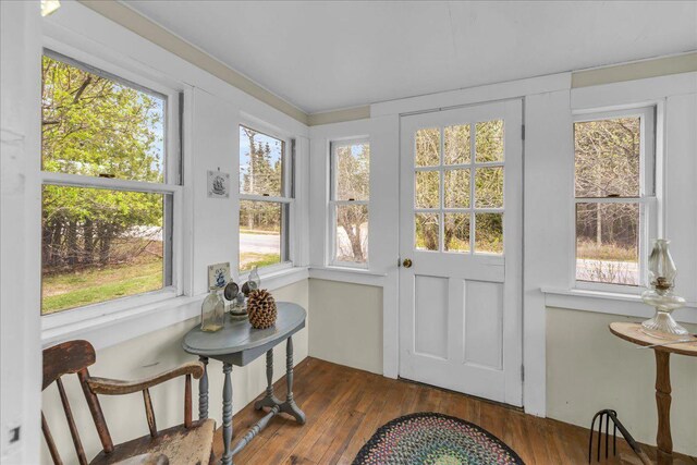 637 Falls Bridge Rd, Blue Hill, ME 04614 - sunroom / solarium featuring hardwood / wood-style floors and plenty of natural light