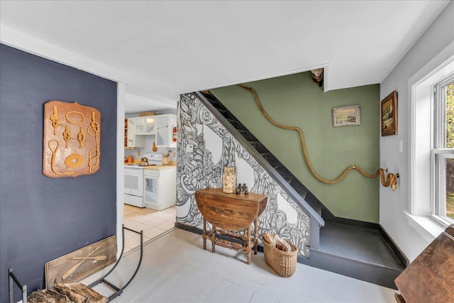 637 Falls Bridge Rd, Blue Hill, ME 04614 - staircase featuring tile patterned flooring