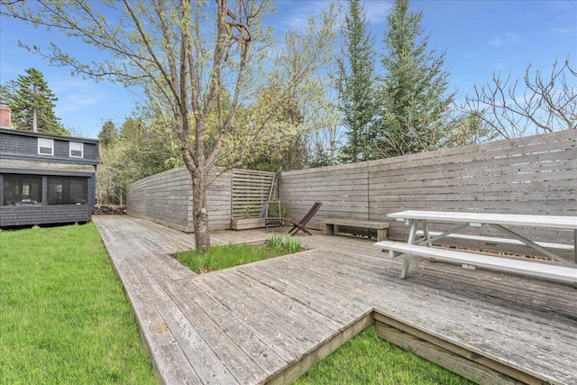 637 Falls Bridge Rd, Blue Hill, ME 04614 - wooden deck featuring a sunroom