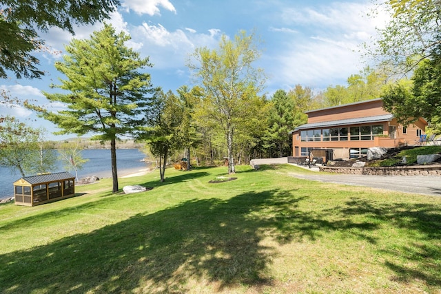 36 Sunset Dr, Saint Albans, ME 04971 - view of green lawn with a water view