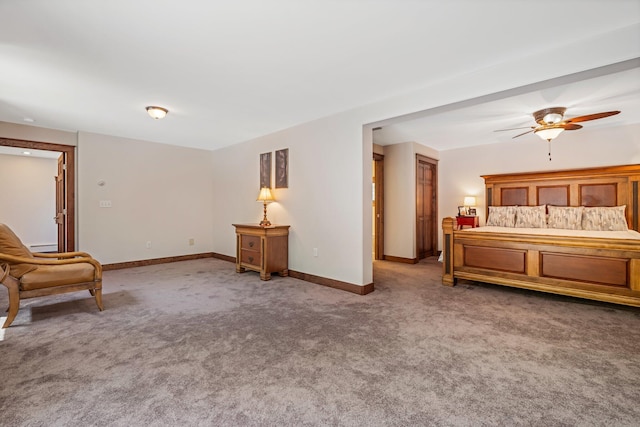 36 Sunset Dr, Saint Albans, ME 04971 - carpeted bedroom featuring baseboards and a ceiling fan