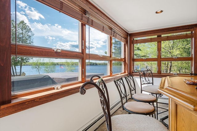 36 Sunset Dr, Saint Albans, ME 04971 - sunroom with a water view, healthy amount of natural light, and recessed lighting