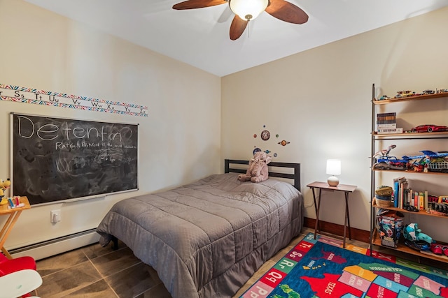 36 Sunset Dr, Saint Albans, ME 04971 - bedroom with baseboard heating and a ceiling fan