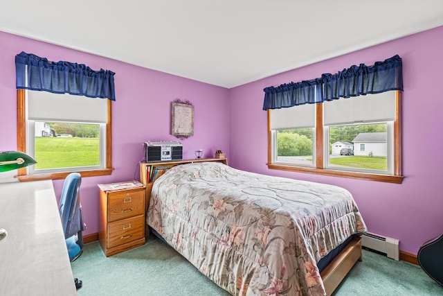 4 Shirley Ln, Gorham, ME 04038 - bedroom with baseboard heating, carpet flooring, and multiple windows