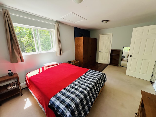 341 Ellsworth Rd, Blue Hill, ME 04614 - bedroom with carpet flooring and attic access
