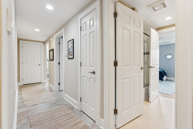 47 Ocean Ave Unit 6, Kennebunkport, ME 04046 - hallway with recessed lighting and light tile patterned floors