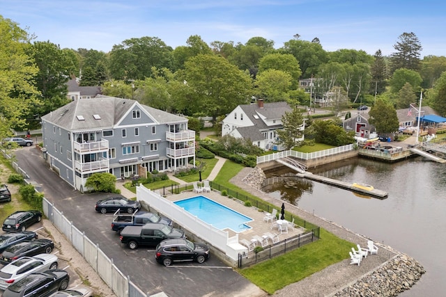 47 Ocean Ave Unit 6, Kennebunkport, ME 04046 - drone / aerial view of a pool area and a large body of water