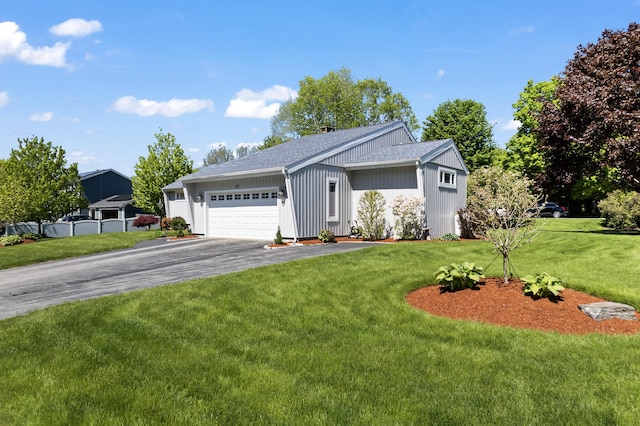 37 Longbow Ct, Auburn, ME 04210 - ranch-style house with asphalt driveway, a garage, a shingled roof, and a front yard