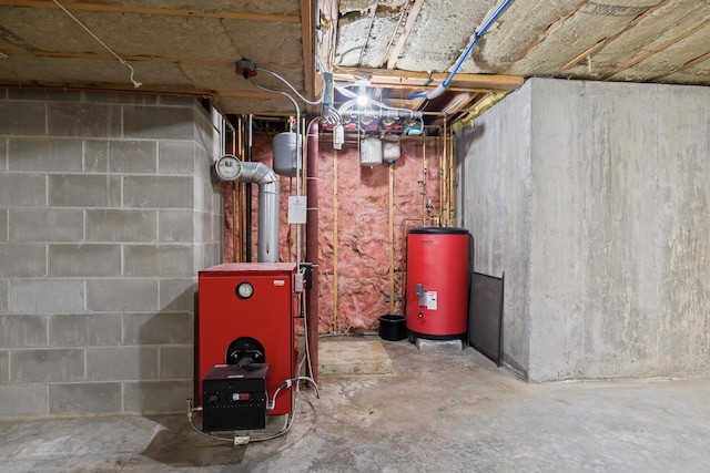 37 Longbow Ct, Auburn, ME 04210 - unfinished basement featuring water heater and a heating unit