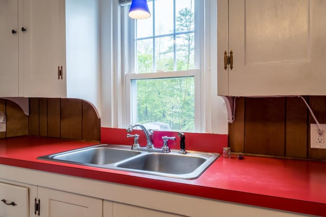 57 Bow St, Freeport, ME 04032 - kitchen with a sink and white cabinets