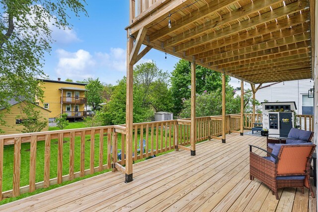 124 Dumont Ave, Lewiston, ME 04240 - wooden terrace with a yard