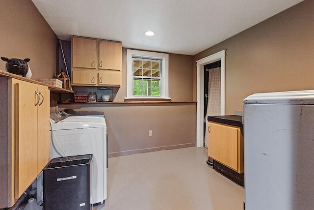 39 Lobo Ln, West Gardiner, ME 04345 - laundry room with cabinet space, washing machine and dryer, and recessed lighting