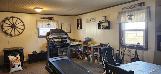 110 Bog Rd, Limestone, ME 04750 - exercise area with ornamental molding and carpet floors