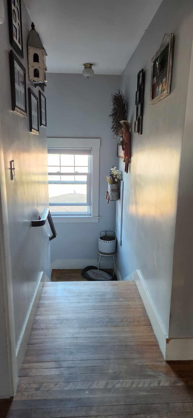 110 Bog Rd, Limestone, ME 04750 - hall with baseboards and wood finished floors