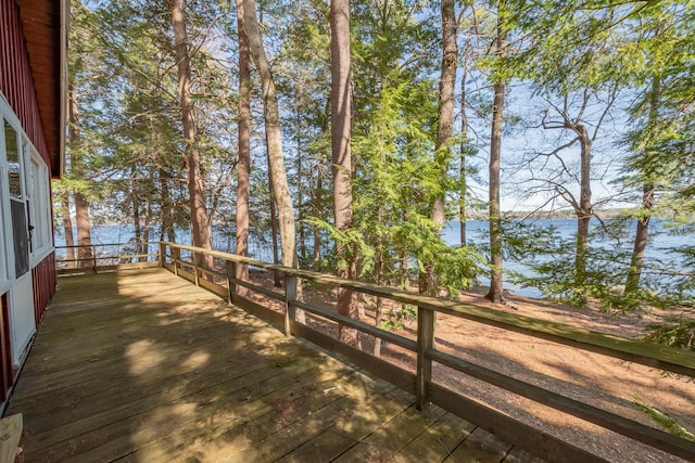 54 Papoose Island Rd, Raymond, ME 04071 - wooden deck with a water view