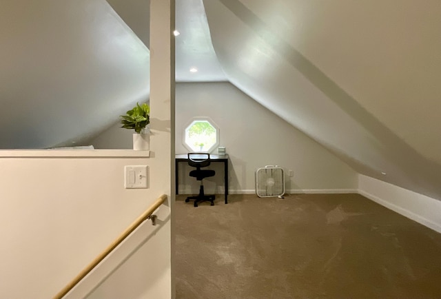 3 Brook St, Lisbon, ME 04250 - bonus room with carpet, lofted ceiling, baseboards, and recessed lighting