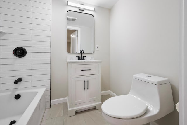 50 14th St, Bangor, ME 04401 - full bath featuring baseboards, toilet, vanity, and tub / shower combination