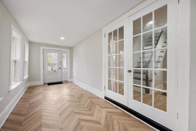 50 14th St, Bangor, ME 04401 - entryway featuring baseboards, french doors, and recessed lighting