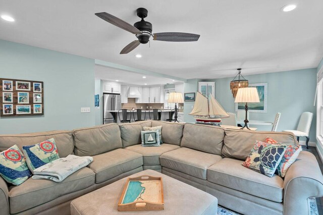 14 Winter Hills Ln, Ogunquit, ME 03907 - living area with a ceiling fan and recessed lighting
