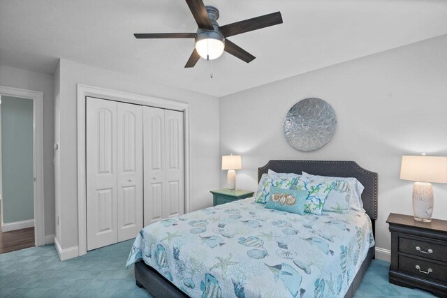 14 Winter Hills Ln, Ogunquit, ME 03907 - bedroom with a closet, baseboards, and ceiling fan