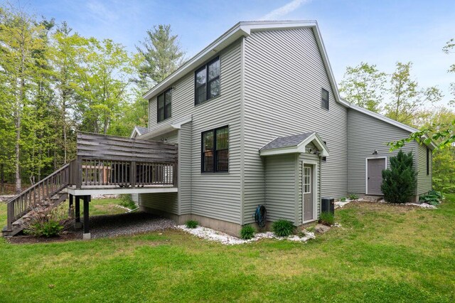 14 Winter Hills Ln, Ogunquit, ME 03907 - back of house featuring a deck, stairs, and a yard