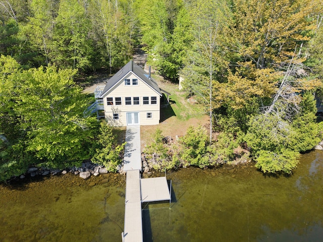 1809 Embden Pond Rd, Embden, ME 04958 - view from above of property with a heavily wooded area and a large body of water