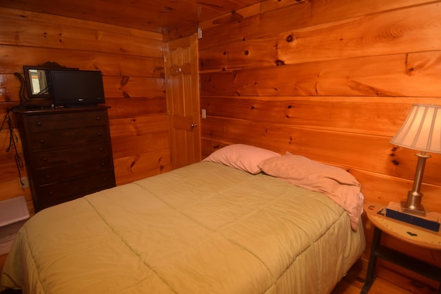 1809 Embden Pond Rd, Embden, ME 04958 - bedroom with wooden walls
