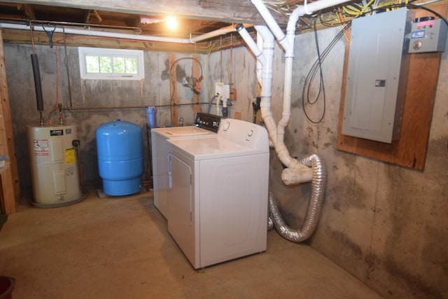 1809 Embden Pond Rd, Embden, ME 04958 - laundry area with water heater, separate washer and dryer, and electric panel