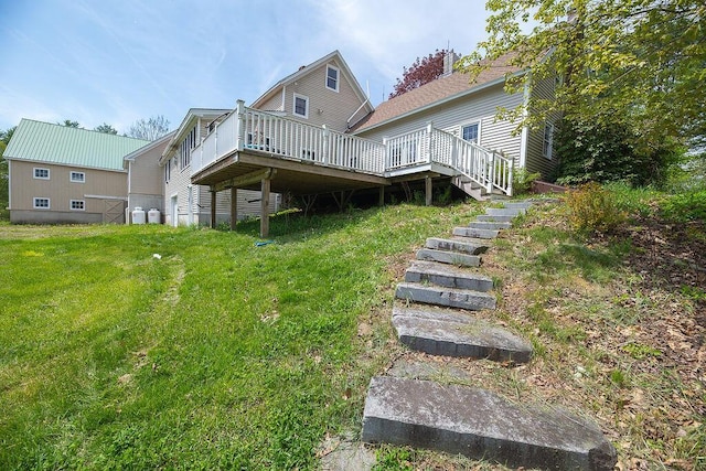 84 Little River Rd, Berwick, ME 03901 - rear view of property featuring a wooden deck, stairs, and a yard