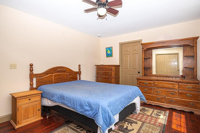 84 Little River Rd, Berwick, ME 03901 - bedroom with dark wood-style flooring, ceiling fan, and baseboards