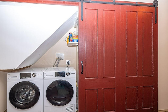 84 Little River Rd, Berwick, ME 03901 - laundry room with washing machine and clothes dryer and a barn door