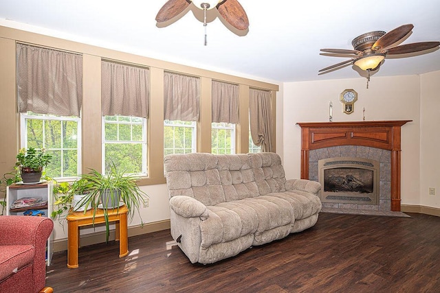 84 Little River Rd, Berwick, ME 03901 - living room with a ceiling fan, plenty of natural light, wood finished floors, and baseboards