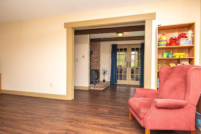 84 Little River Rd, Berwick, ME 03901 - sitting room with wood finished floors, french doors, and baseboards