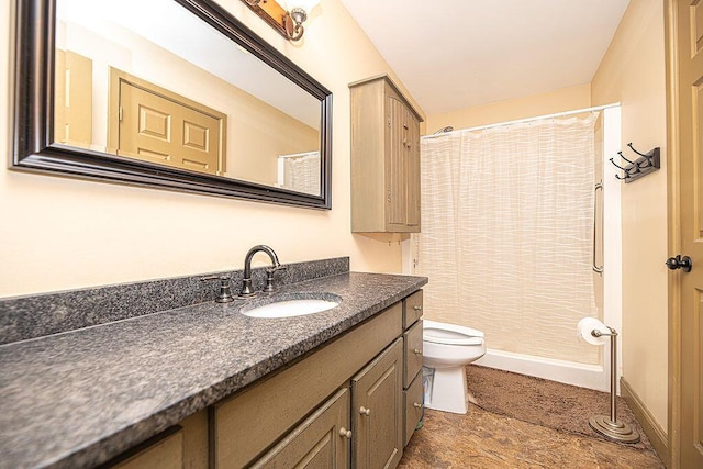 84 Little River Rd, Berwick, ME 03901 - bathroom with vanity, toilet, and a shower with shower curtain