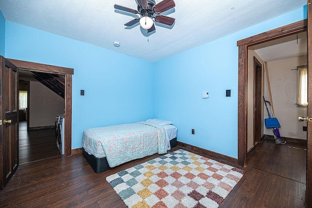 84 Little River Rd, Berwick, ME 03901 - bedroom with hardwood / wood-style flooring, baseboards, ceiling fan, and a textured ceiling