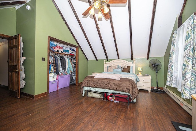84 Little River Rd, Berwick, ME 03901 - bedroom featuring wood finished floors, baseboard heating, baseboards, and ceiling fan