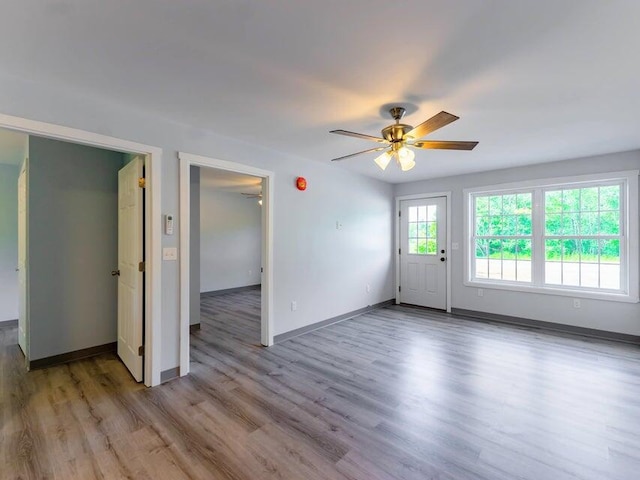 37 Bog Rd, Augusta, ME 04330 - entryway featuring ceiling fan, wood finished floors, and baseboards
