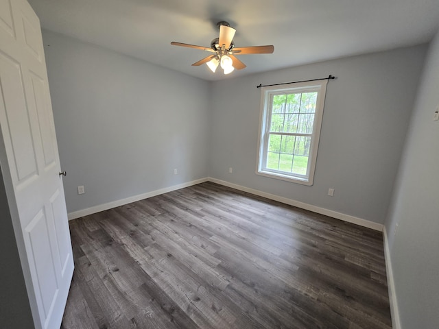 37 Bog Rd, Augusta, ME 04330 - empty room with ceiling fan, dark wood-style floors, and baseboards