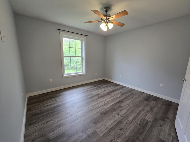 37 Bog Rd, Augusta, ME 04330 - spare room featuring dark wood finished floors, a ceiling fan, and baseboards